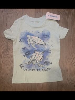 Carter's Boys Light Blue Sea Turtle Protect Our Oceans Graphic T-Shirt Size 12M
